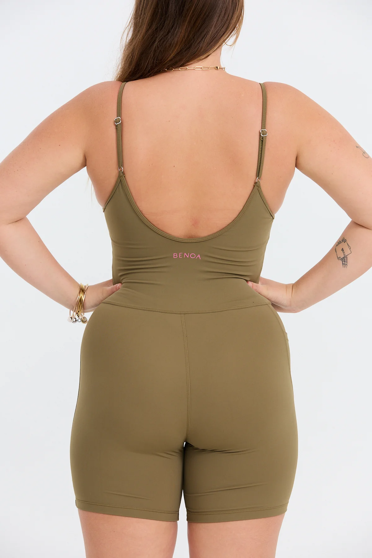 5" Active Romper - Khaki - Image 5