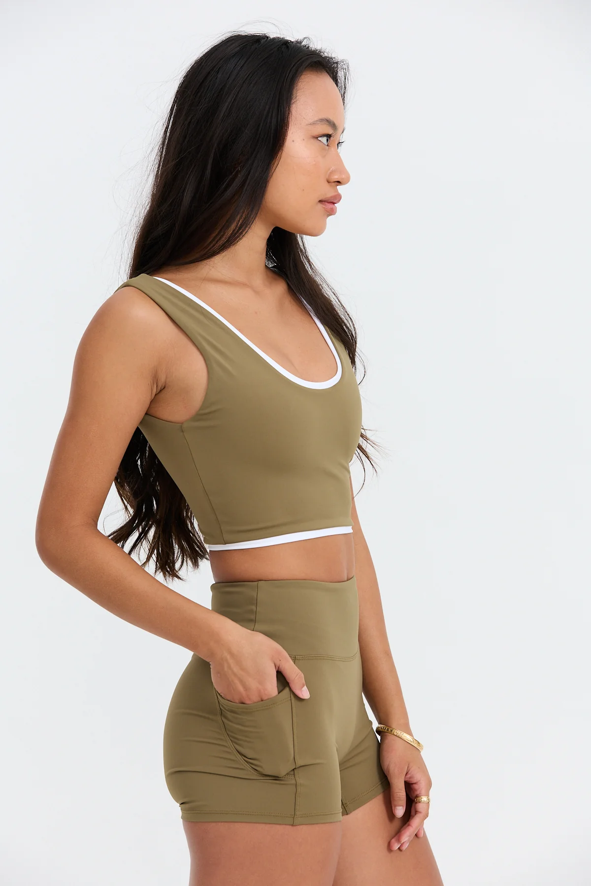 Layered Active Tank - Khaki - Image 3