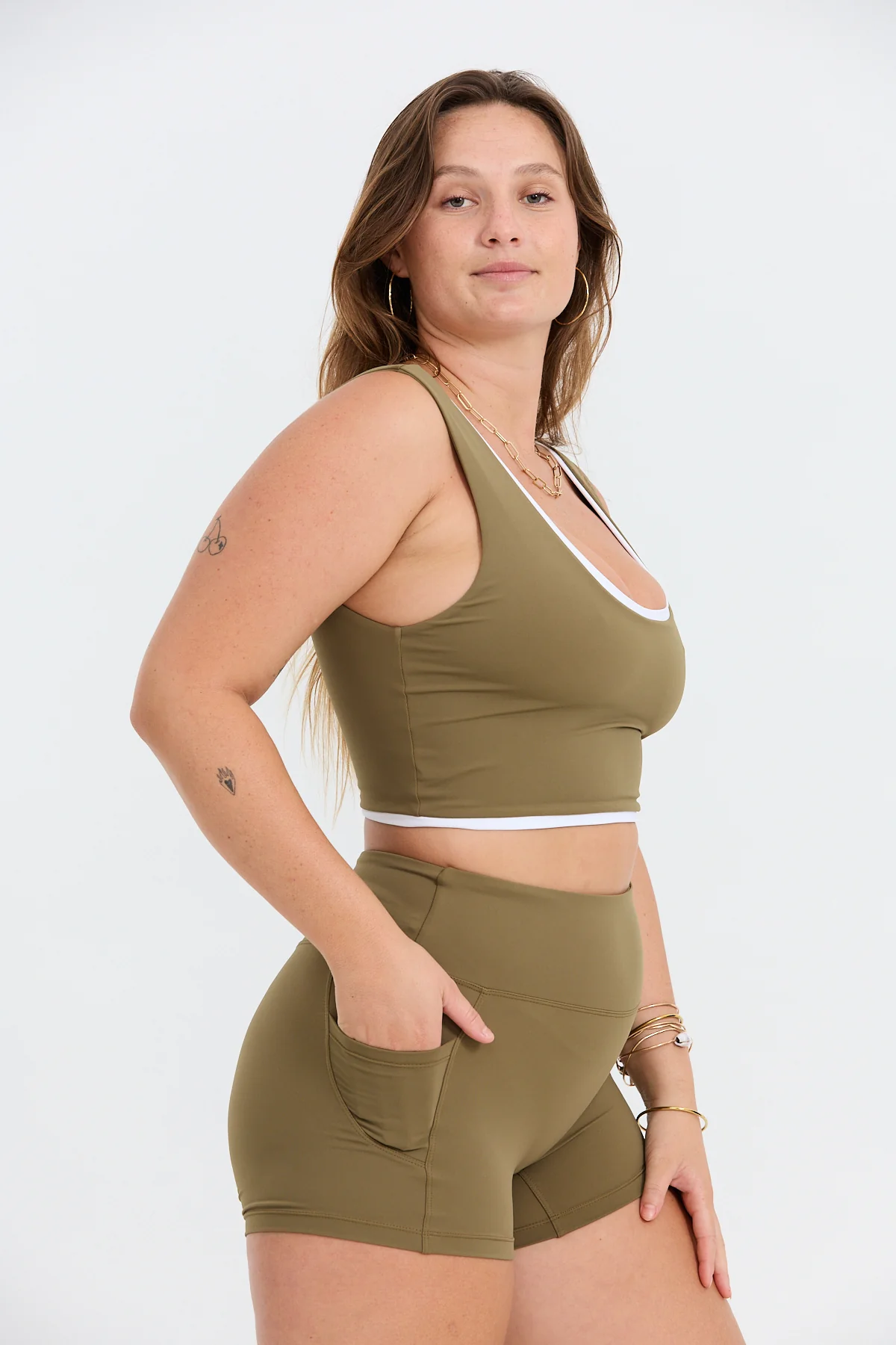 Layered Active Tank - Khaki - Image 8