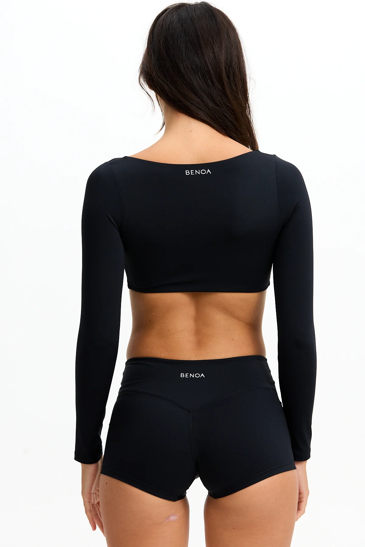 Long Sleeve Active Crop Top - Black - Image 7