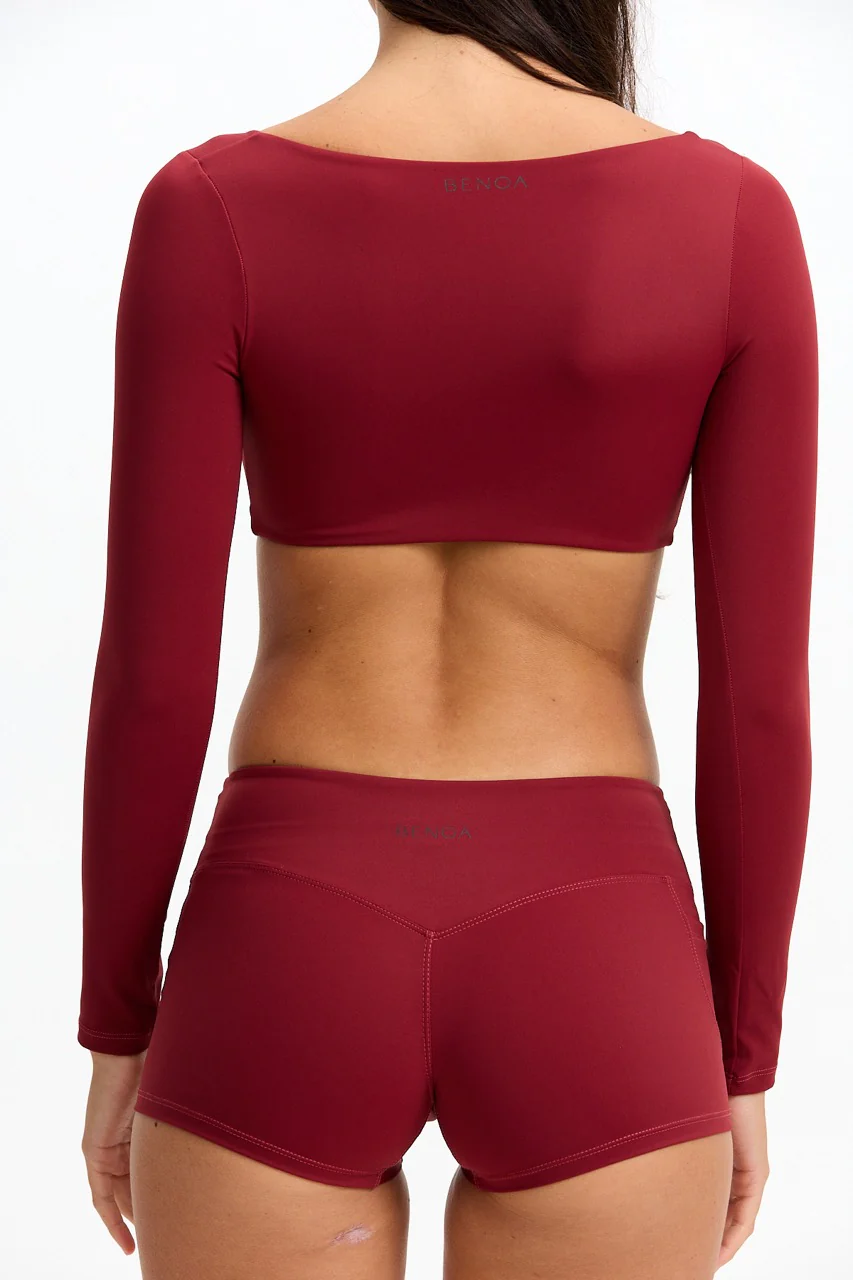 Long Sleeve Active Crop Top - Cherry - Image 13