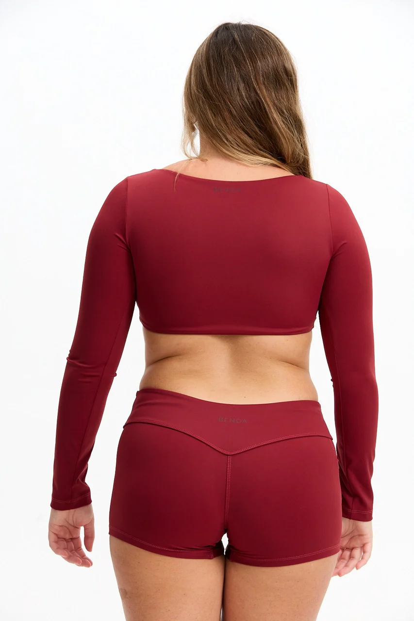 Long Sleeve Active Crop Top - Cherry - Image 5