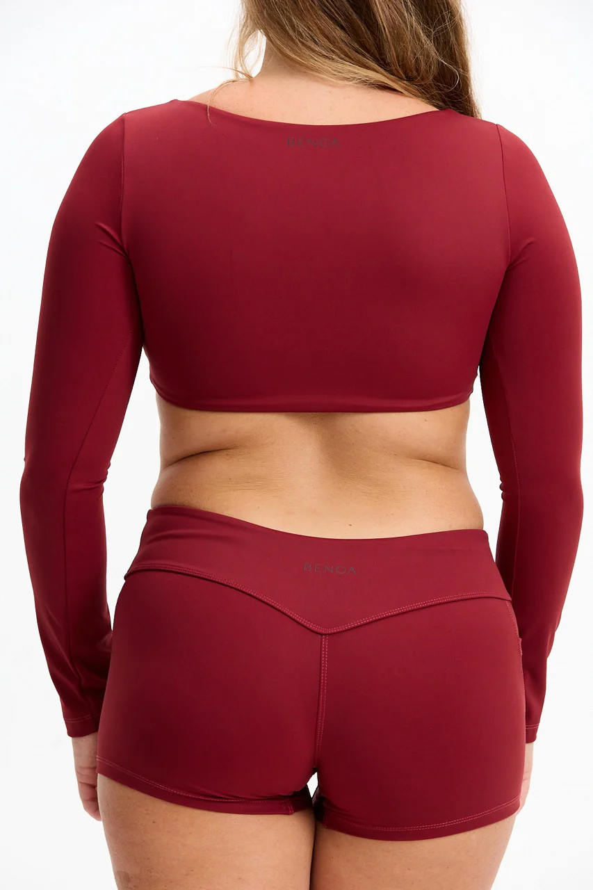 Long Sleeve Active Crop Top - Cherry - Image 8