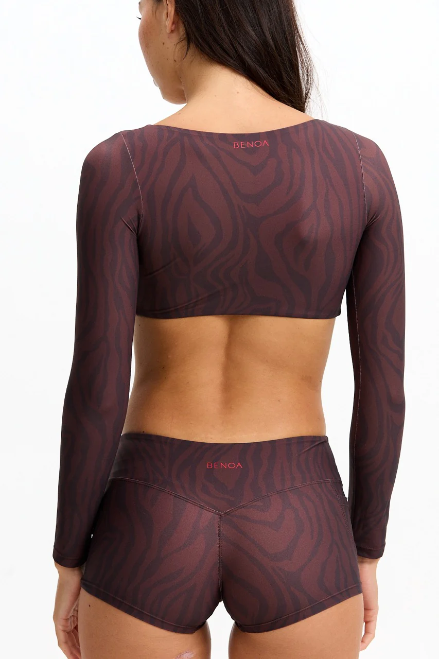 Long Sleeve Active Crop Top - Chocolate Zebra - Image 11