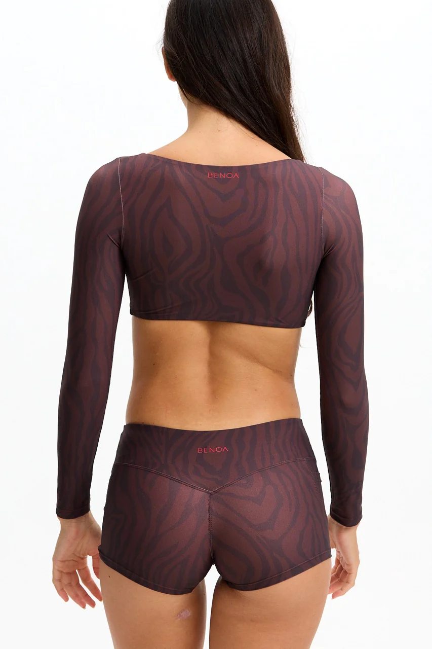 Long Sleeve Active Crop Top - Chocolate Zebra - Image 8