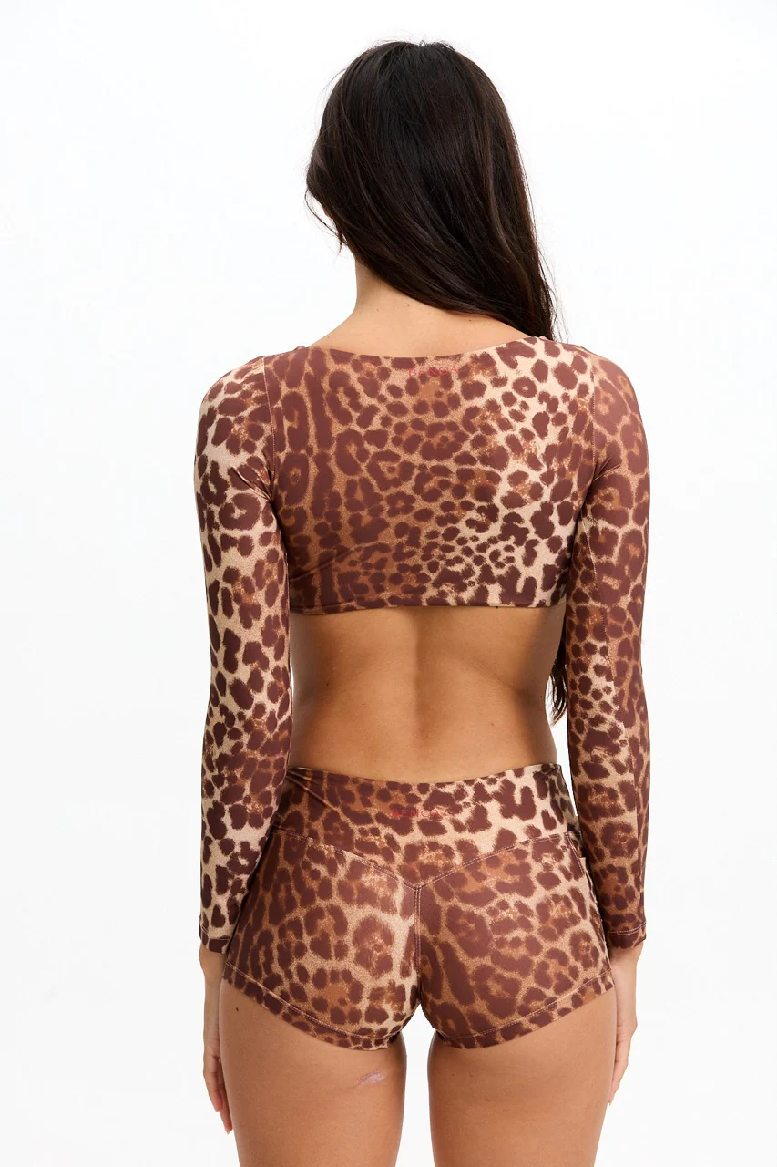 Long Sleeve Active Crop Top - Sahara - Image 7