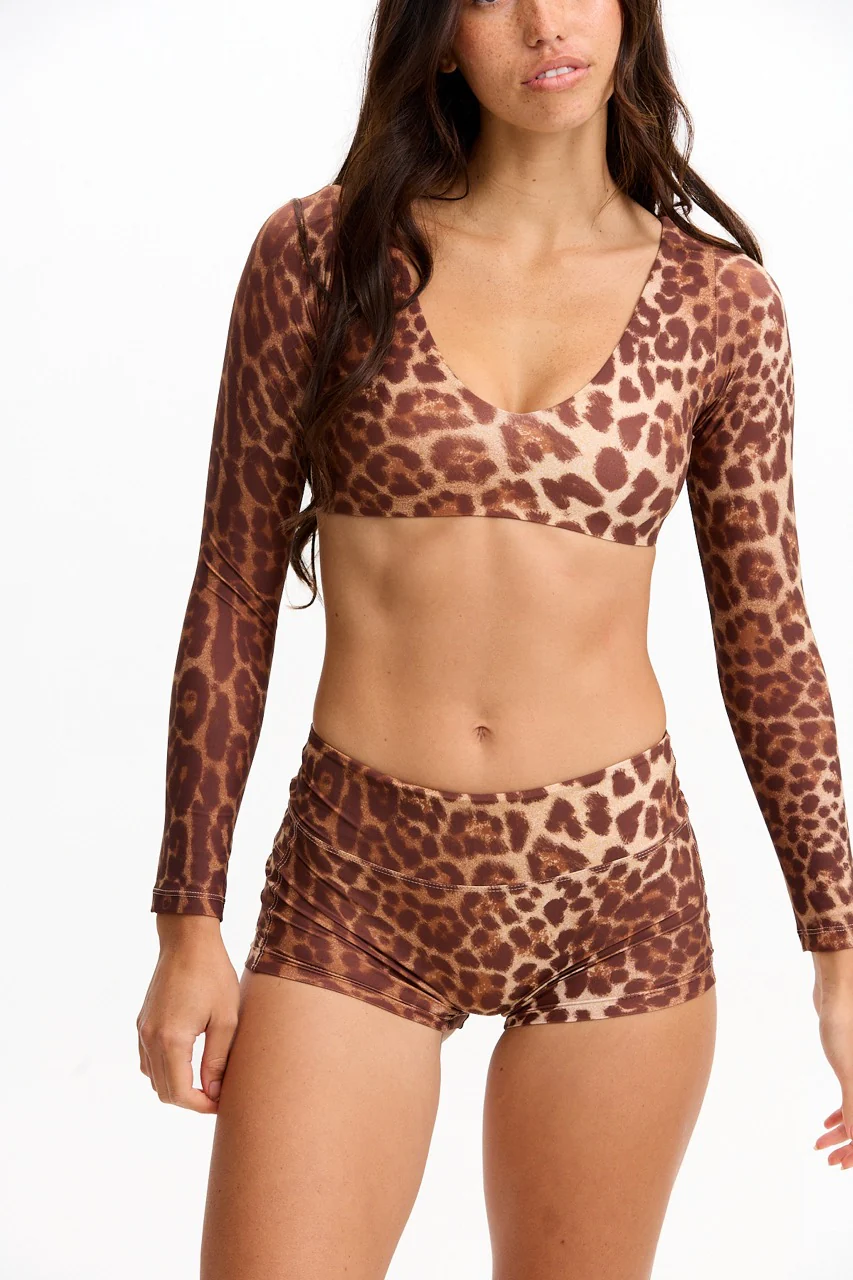 Long Sleeve Active Crop Top - Sahara - Image 9