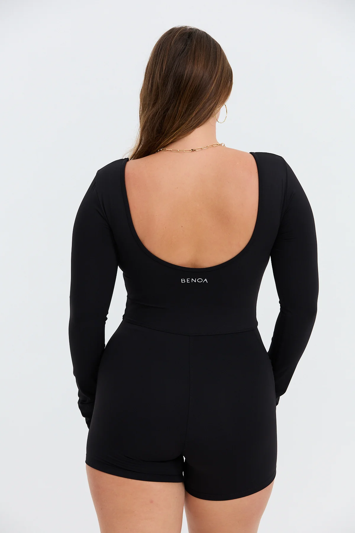 Long Sleeve Active Romper - Black - Image 2