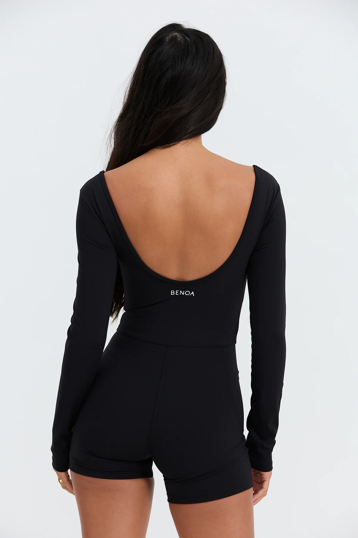 Long Sleeve Active Romper - Black - Image 7
