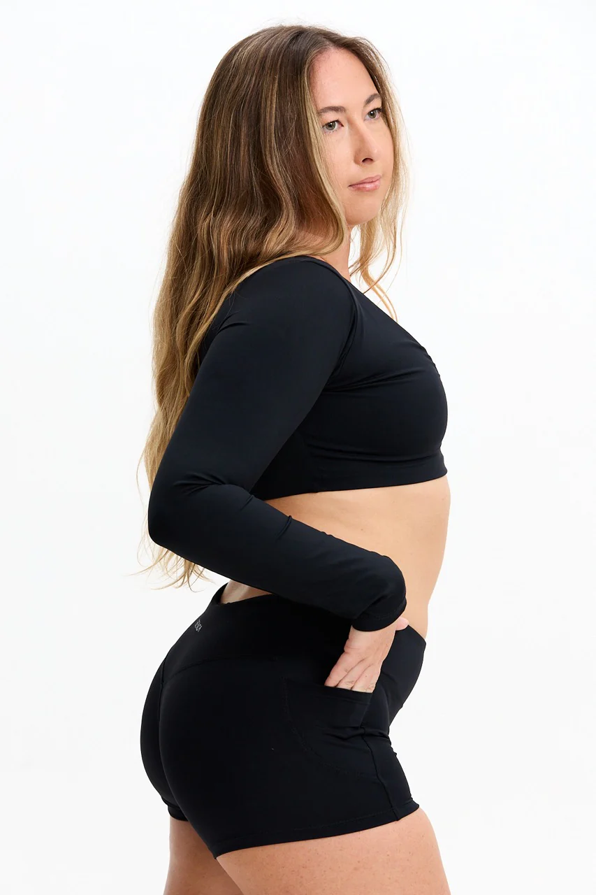 Low Rise Active Shorts - Black - Image 8