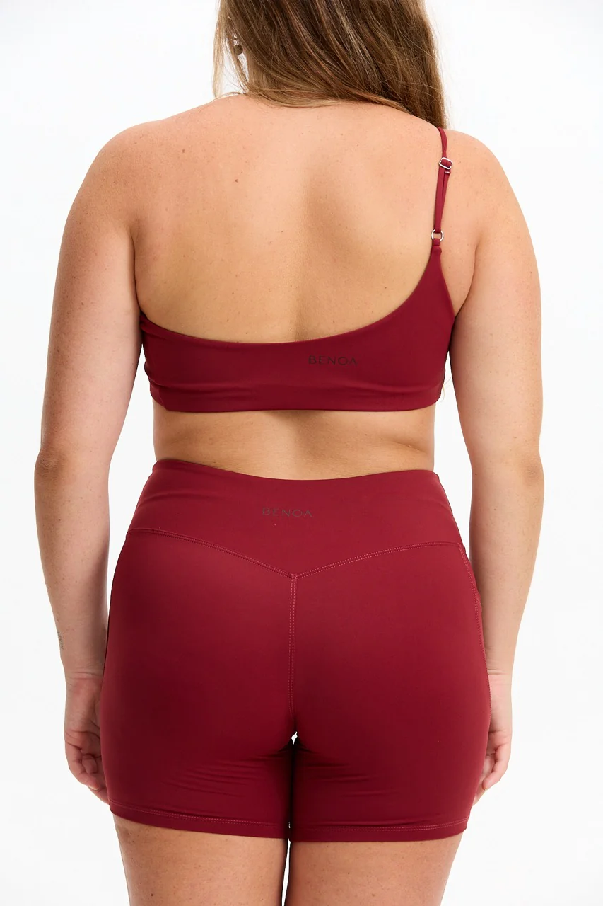 One Shoulder Sports Bra - Cherry - Image 10