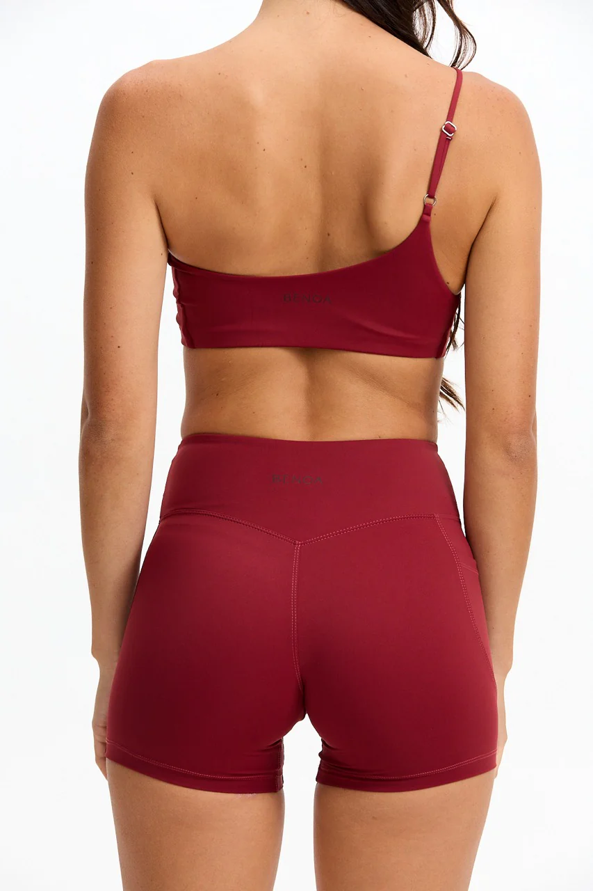 One Shoulder Sports Bra - Cherry - Image 5