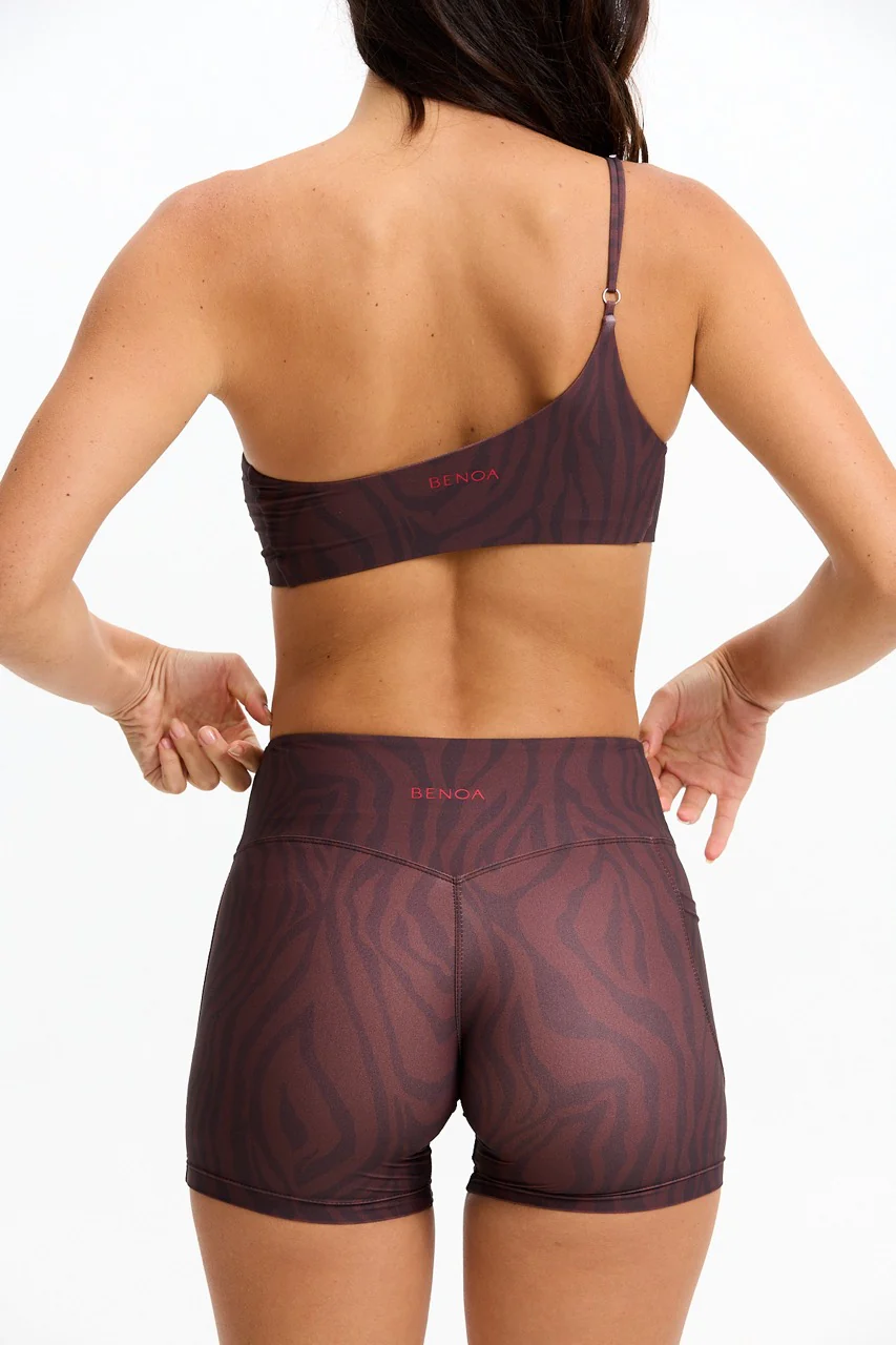 One Shoulder Sports Bra - Chocolate Zebra - Image 5