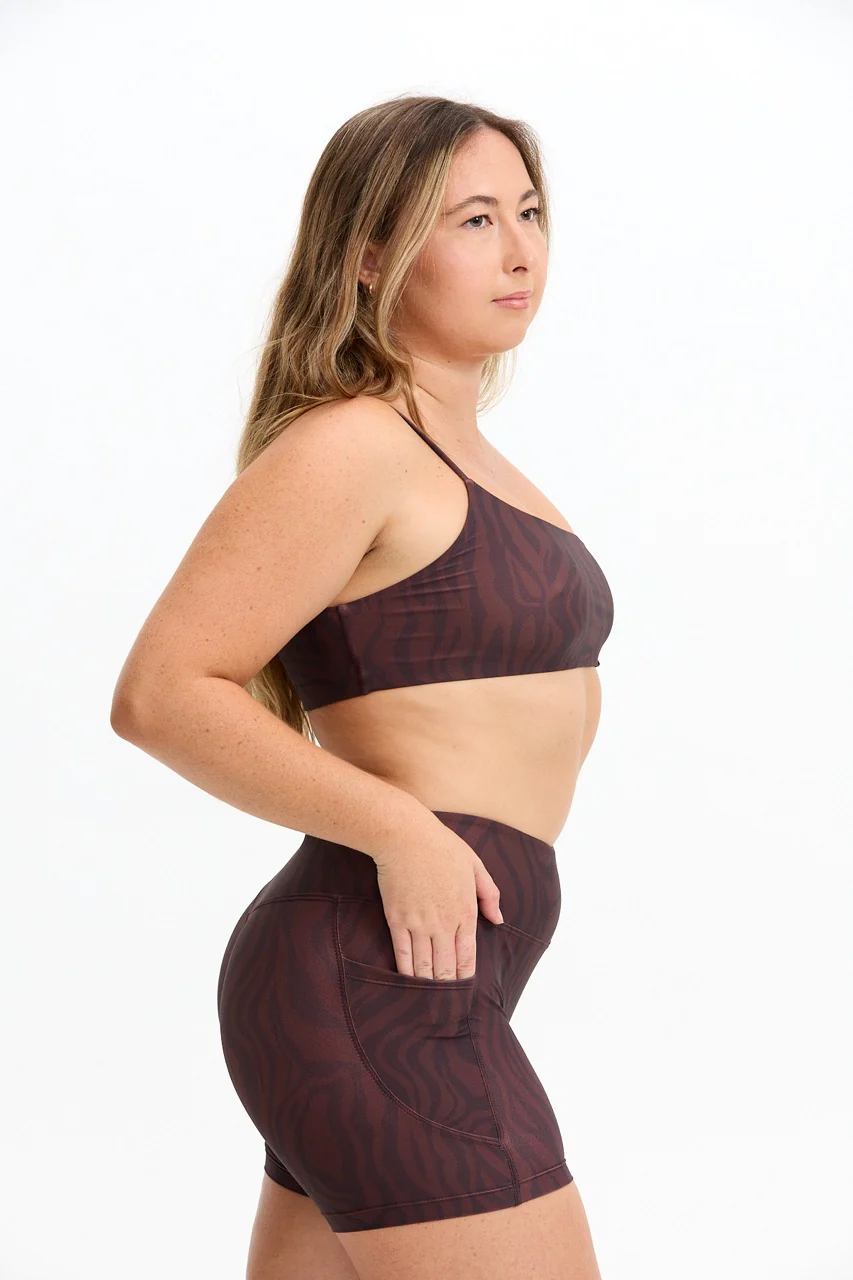 One Shoulder Sports Bra - Chocolate Zebra - Image 8