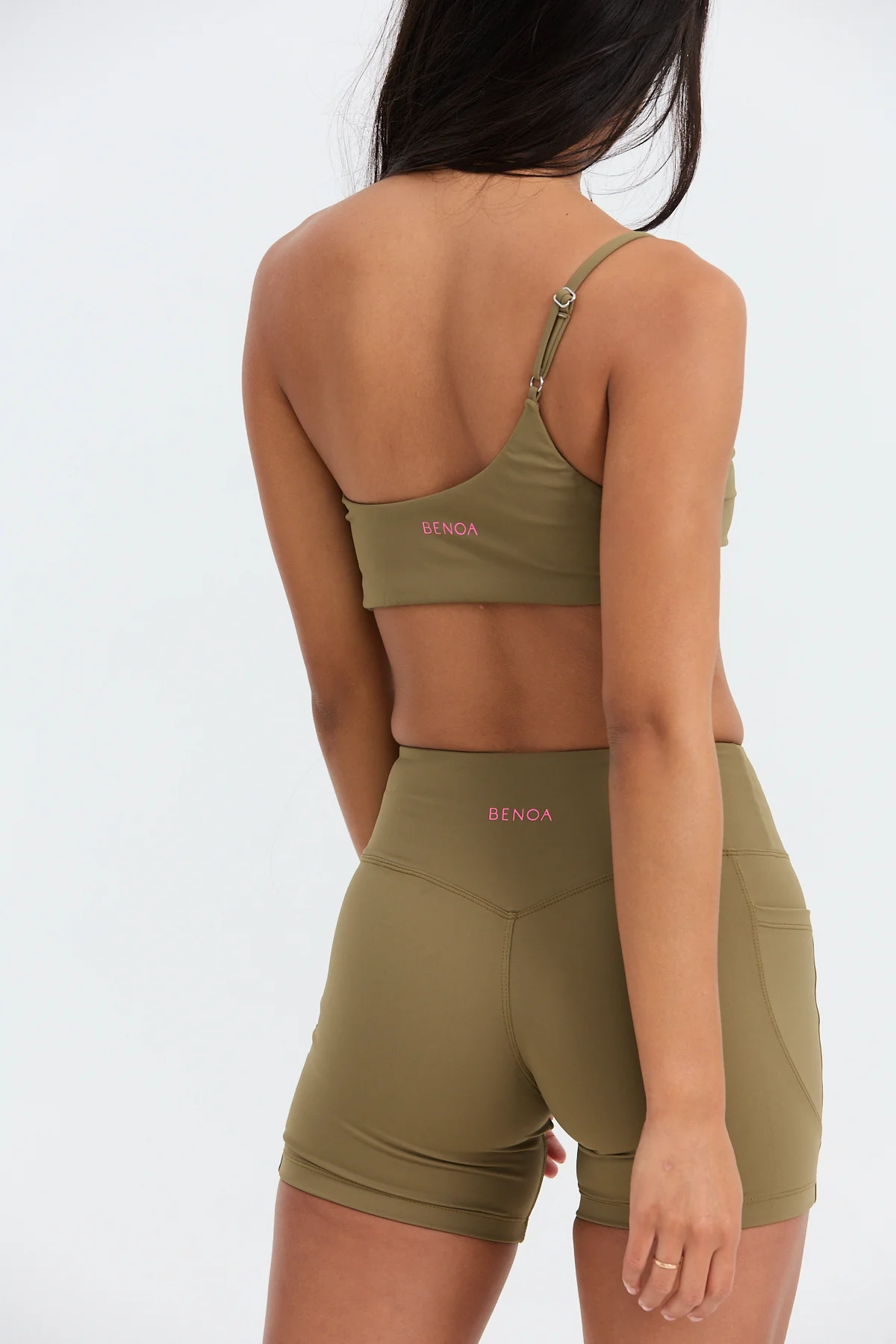 One Shoulder Sports Bra - Khaki - Image 6