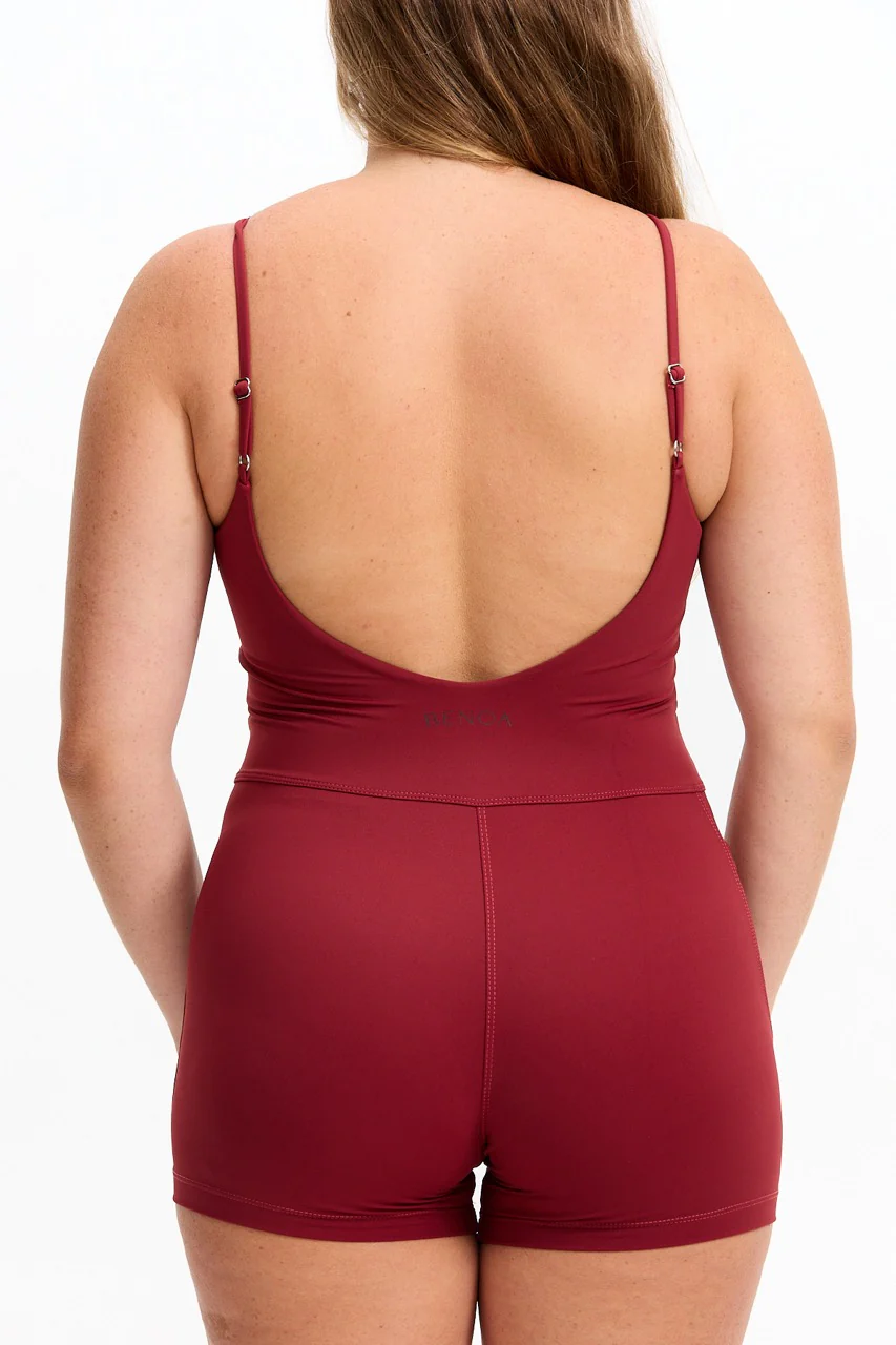 V-Neck Active Romper - Cherry - Image 14